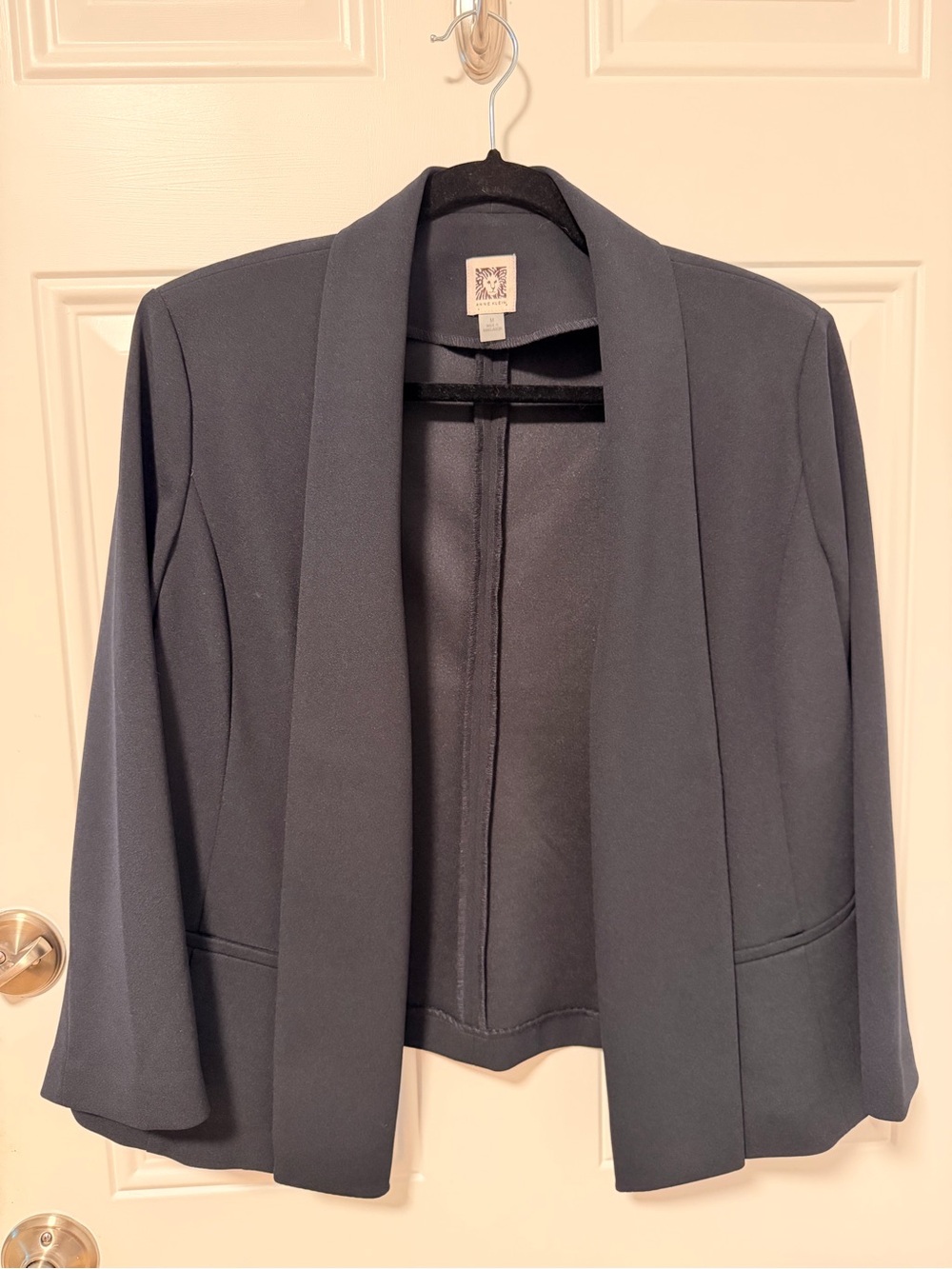 Anne Klein Women's Open Front Blazer Jacket - Navy Blue